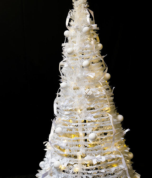 Pop-up kerstboom met silver kleurige decoratie 180cm